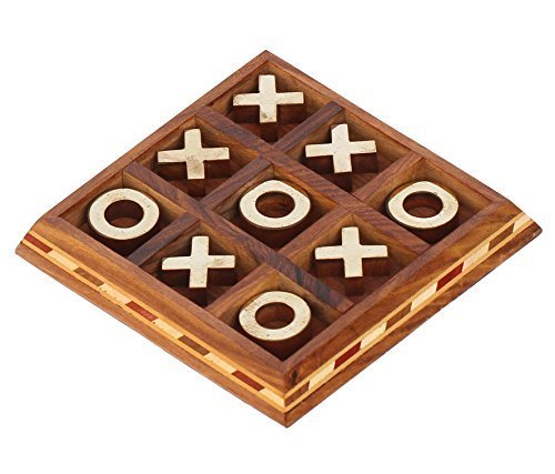 SouvNear Wooden Tic Tac Toe Family Board Game - Metal Noughts and Crosses Storage Travel Box Set - Handmade Unique Centrepiece Table / Desk / Floor / Indoor / Outdoor Game - Gift for Kids by SouvNear