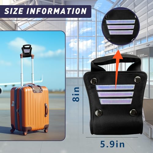 Image of Luggage Handle Extender with 8-Inch Adjustable Nylon Strap & Aluminum Connector - Heavy Duty, Reflective Safety, Ergonomic Grip - Tool-Free Install for Carry-Ons & Travel Bags
