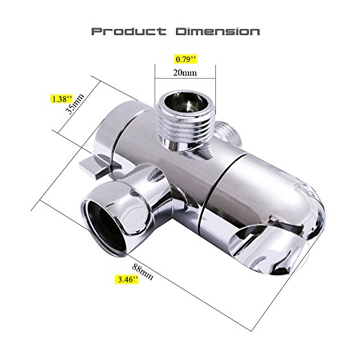 3 Way Shower Diverter Valve Mount 1/2-Inch, SYIDINZN Universal Handheld Shower Arm Diverter Splitter with Shower Head Holder for Handshower Showering Components - Chrome (Shower Arm Mount-A)