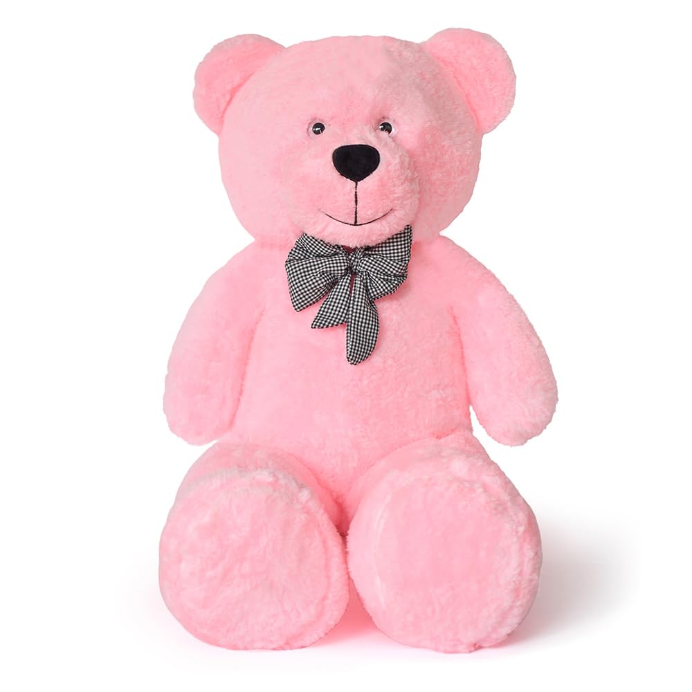 Ours en peluche géant XXL 130 cm - Grande peluche douce avec nœud - Cadeau imposant pour petite amie, enfants et anniversaire (rose)