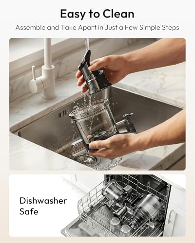 Image of EUHOMY Juicer Machines, 5.3 inch Wide Feed Chute Cold Press Juicer Machines