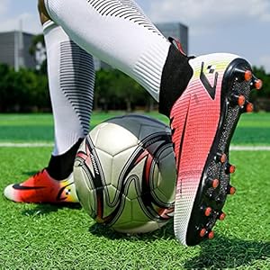 XRDSHY Heren Voetbal Trainers Schoenen Jongens Ademend High-top Voetbalschoenen Indoor Outdoor Schoenplaten Professionele Atletiek Sneakers Tieners Slijtvastheid Voetbalschoenen Antislip Unisex, Rood-40