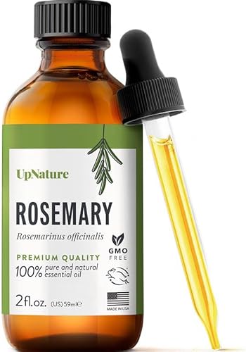 UpNature Rosemary Essential Oil - 100% Natural & Pure, Undiluted, Premium Quality Aromatherapy Oil -Rosemary Oil for Hair Growth & Skin, Improve Focus & Memory, Relieves Pain & Help Circulation, 2oz