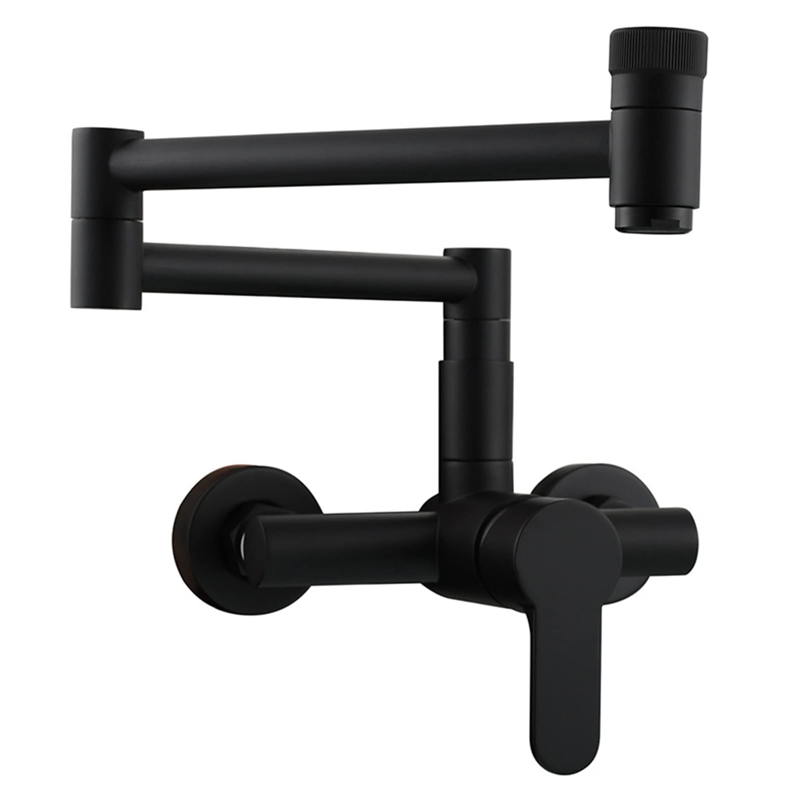 Grifo de llenado de ollas negro mate de latón para pared