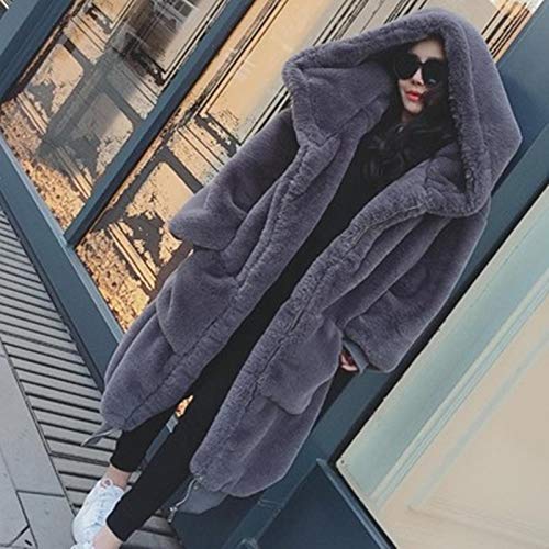 Fluffy Faux Fur Overcoat Outwear Parka Long Coat Jackets with Long Sleeves3