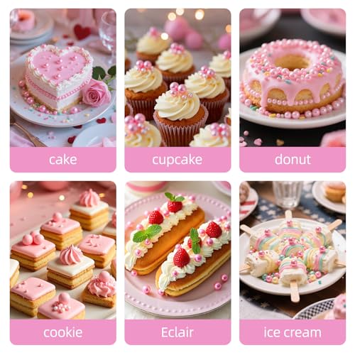 Image of Pink Pearl Sprinkles for Cake Decorating,130g,Edible Sugar Pearls for Baking,Mix Size,Cake Topper,Cupcake Cookie Decorating,Ice Cream Dessert Decorations,Wedding Birthday Supplies