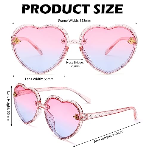Cute Heart Sunglasses Kids for Toddler Girls Age 3-10 Fashion Sunnies with UV400 Protection3
