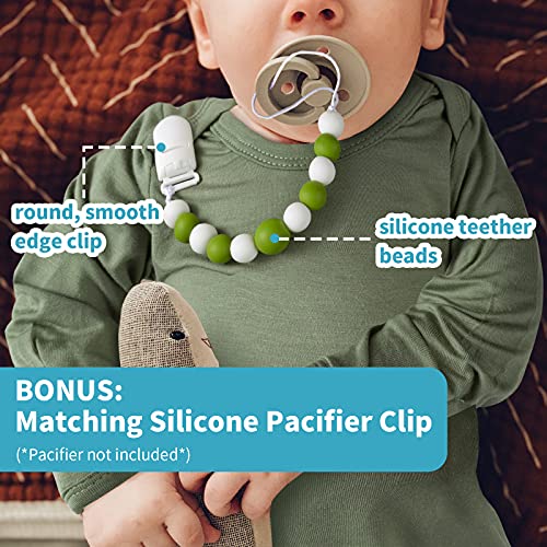 Knotted Gown Baby Newborn Hospital Outfit, Modal Infant Sleeper Gowns with Pacifier Clip and Hat Set, Nightgowns 0-3 Months4