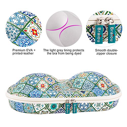 Bra Case Premium Lingerie Travel Bag Zip Underwear Organizer Bag for A-C Cup (Green Plaid)4