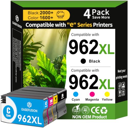 Image of EaseFusion 962XL Ink Cartridges Combo Pack Replacement for HP 962 HP 962XL Ink Cartridges Work for HP Officejet Pro 9015e 9010 9025e 9010e 9012 9015 9018 9020 Printers for HP 962XL Ink (4 Pack)