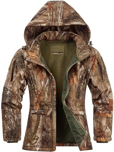 NEW VIEW Womens Hunting Clothes, Upgraded Ultra-Quiet Water Resistant Camo Hunting Jacket for Duck Waterfowl Deer Hunting
