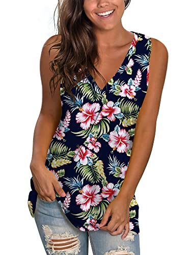 SAMPEEL Womens Summer Tank Tops Basic Tanks V Neck Sleeveless T Shirts Side Split