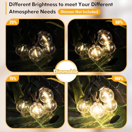 Image of Brightever 200FT Outdoor String Lights Dimmable LED Outside Patio Lights with 100+4 Shatterproof G40 Globe Edison Bulbs, Connectable Commercial String Hanging Lights for Backyard Party Porch Garden