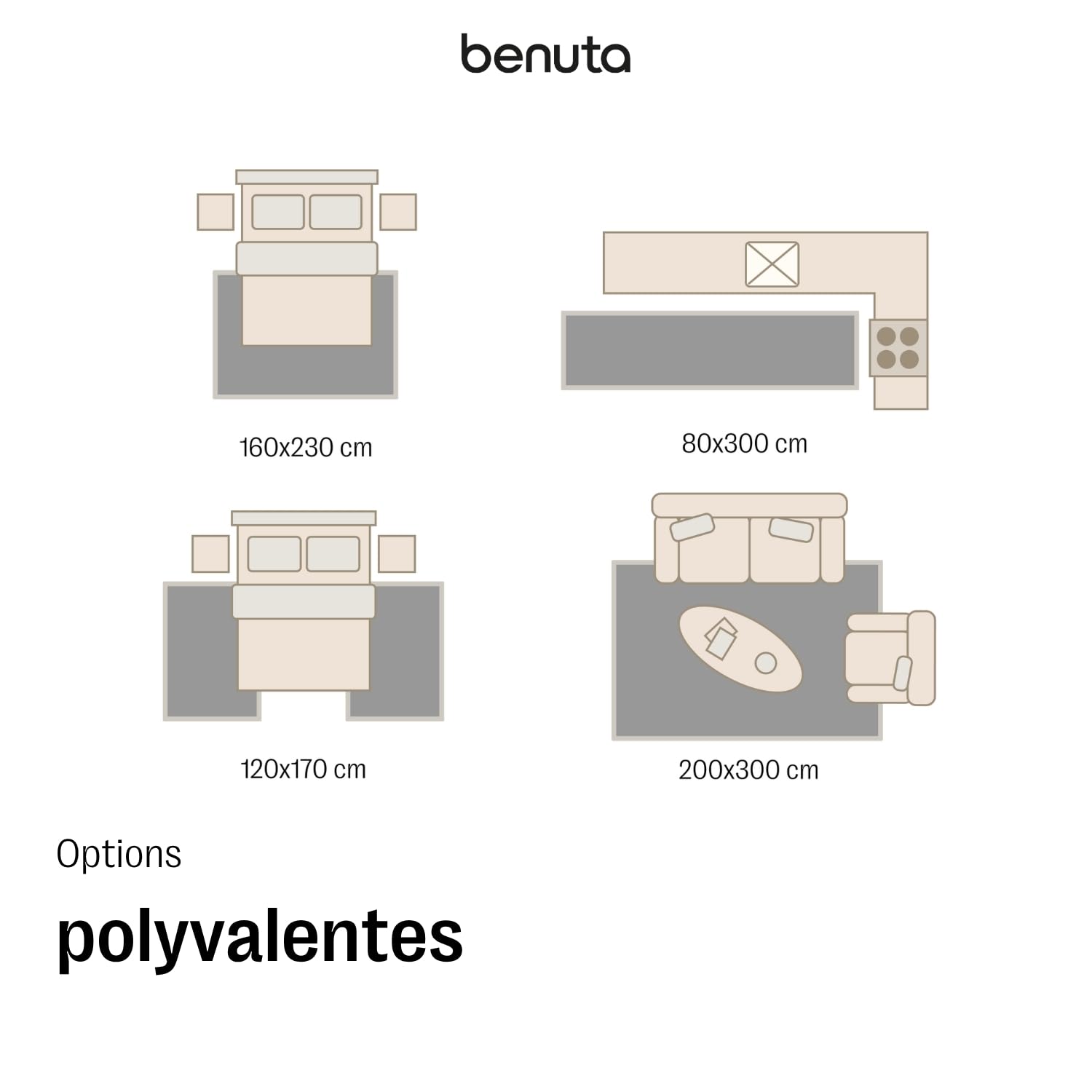 benuta Basic Tapis Exterieur Lou - Bleu 160x230 cm - Intempéries et UV résistant - Multifonction Balcon, terrasse, Jardin - Cuisine, Salon, Couloir, Salle à Manger - Entretien Facile