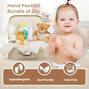 Baby Box Shop Unisex - 12 pcs Neutral Baby Essentials - Baby Gift Hampers, Gender Neutral Baby Gift Basket Hampers, Baby Gender Reveal Gift Set - Cream Baby Box Shop Unisex 12 pcs Neutral Baby Essentials Baby Gift Hampers Gender Neutral Baby Gift Basket Hampers Baby Gender Reveal Gift Set Cream