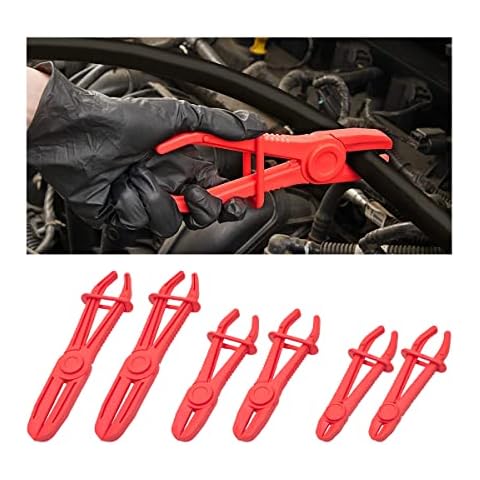 zipelo Hose Clamp Pliers, 6 Pack 3 Size Line Pinch Clamps Set, Plastic Hose Pinching Off Pliers for Automotive Radiator, Brake, Gas, Coolant Hoses and Fuel Lines, Vehicle Tools Car Accessories Cover