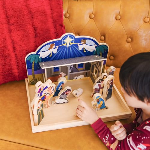 Melissa & Doug Classic Wooden Christmas Nativity Set with 4-Piece Stable and 11 Wooden Figures - image 9