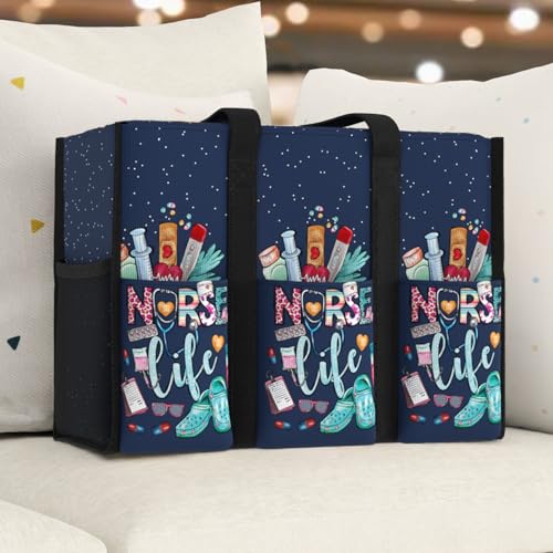 Image of 84hoods Multi-Pocket Tote Bag for Women. Waterproof Bag with Multiple Convenient Pockets and Zipper. Gift for Nurses.