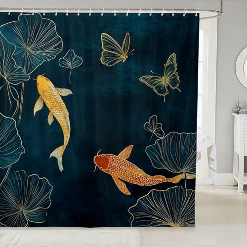 jejeloiu Koi Fish Shower Curtain 72