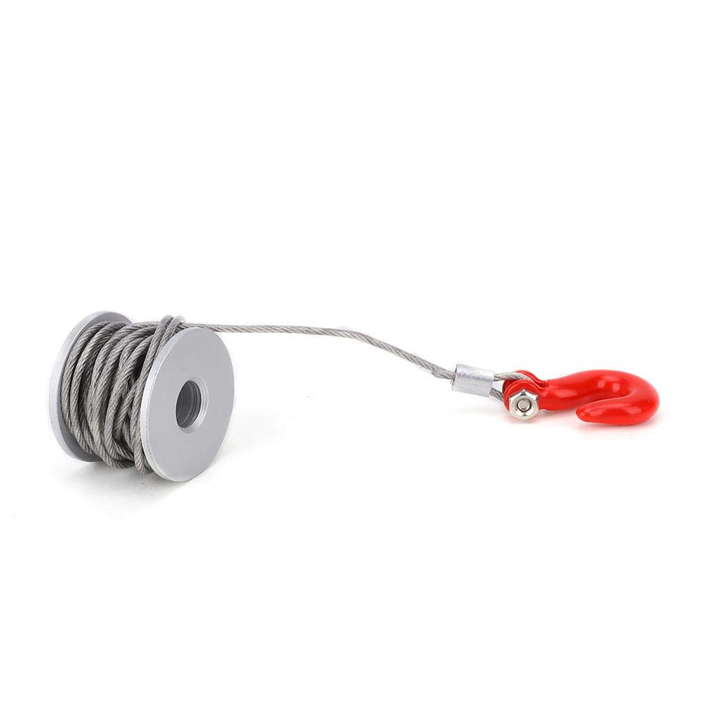 Dilwe RC 25T Servo Winch Drum Trailer Hook - Aluminum Alloy Upgrade Accessory For RC Crawler Cars, Silver & Red