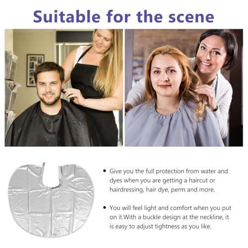 Capa impermeable para corte de cabello, capa de peluquería plateada para barbero profesional y uso casero miniatura 3