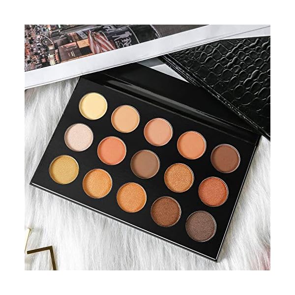 Nude Gold Eyeshadow Palette Natural Naked Smokey Warm Neutral 15 Shades, DE'LANCI Ultra-Blendable High Pigmented Matte Shimmer Matallic Long Lasting Waterproof Eye Shadow Pallet, Travel Size Makeup