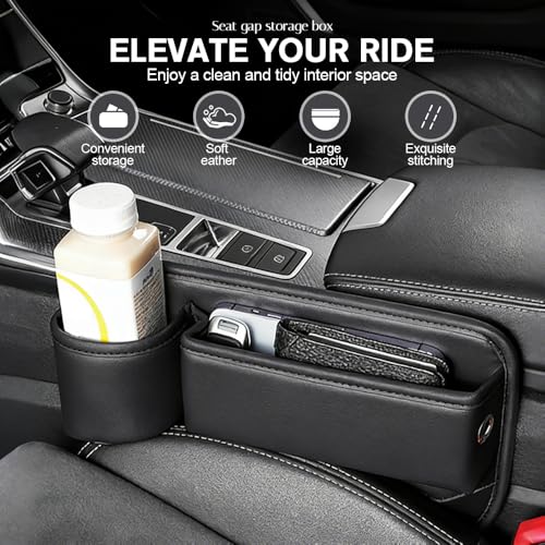 Organizador de Cuero para Auto con Portavasos miniatura 2
