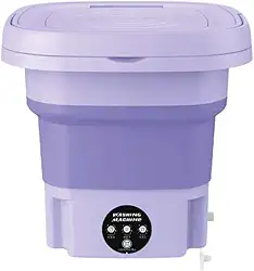 Mini Máquina de Lavar Roupa Portátil Dobrável 11 Litros Centrifuga Lavagem Semiautomática Roupas Sensíveis e Intimas 3 Modos Para Viagem Cor Roxo e Verde Bivolt