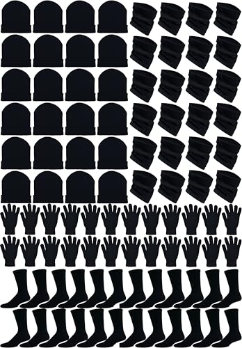 96x Winter Gloves Beanies Crew Socks Neck Warmers Donation Charity Care Bulk Bundle
