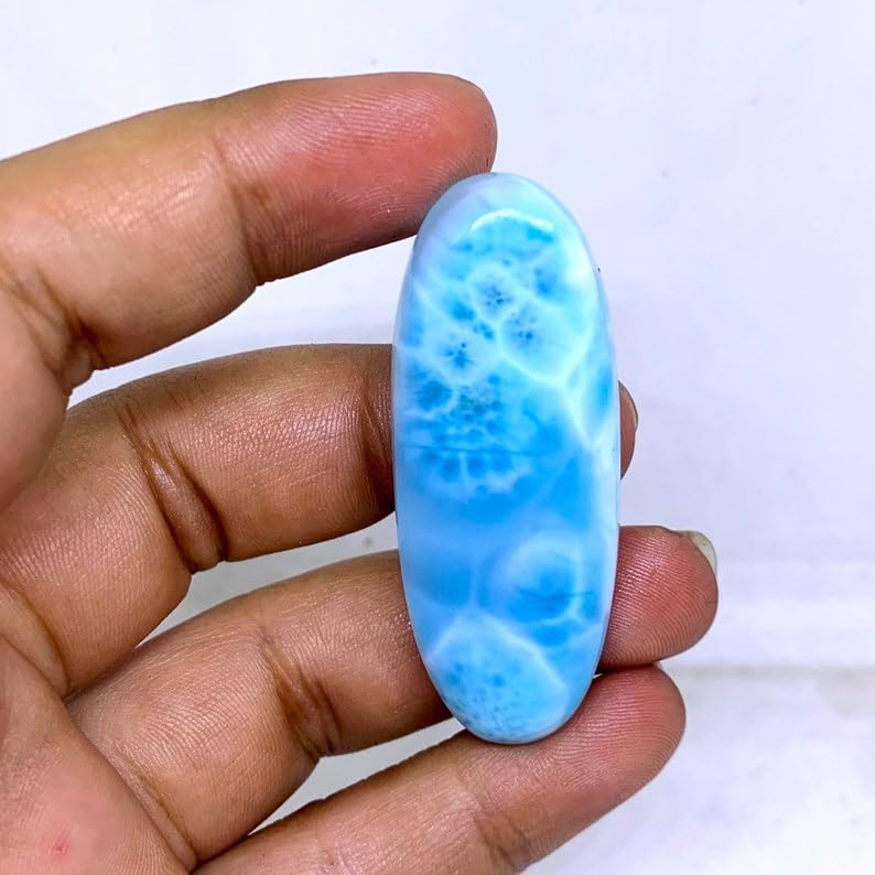 Larimar cabochon de forme ovale pour créer votre pendentif bohème chic en pierre naturelle - 2