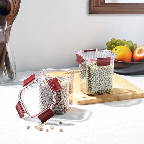Image of CELLO Stacklock Square Pet Storage Jar for Kitchen Set of 2 Pieces, 900 ml Brown | Freezer & Fridge Safe, Airtight Stackable Pet Kitchen Storage Box Jar Container Set for Beans, Whole Grains, Spices