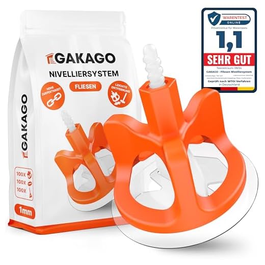 Gakago Fliesen Nivelliersystem 300-tlg. Set 1mm - Verlegehilfe für ein perfektes Fugenbild - Überlegene Reichweite für Fliesenstärken 3-18mm - Fliesenschutz durch Schon-Unterlegscheiben