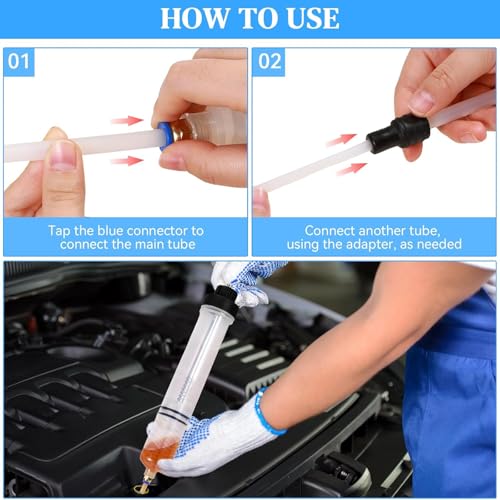 Image of Oil Extractor Kit, Manual Oil Fluid Extractor & Filler Pump, 500cc Capacity, for Refilling Brake Fluid, Power Steering Fluid, Or Transmission Oil