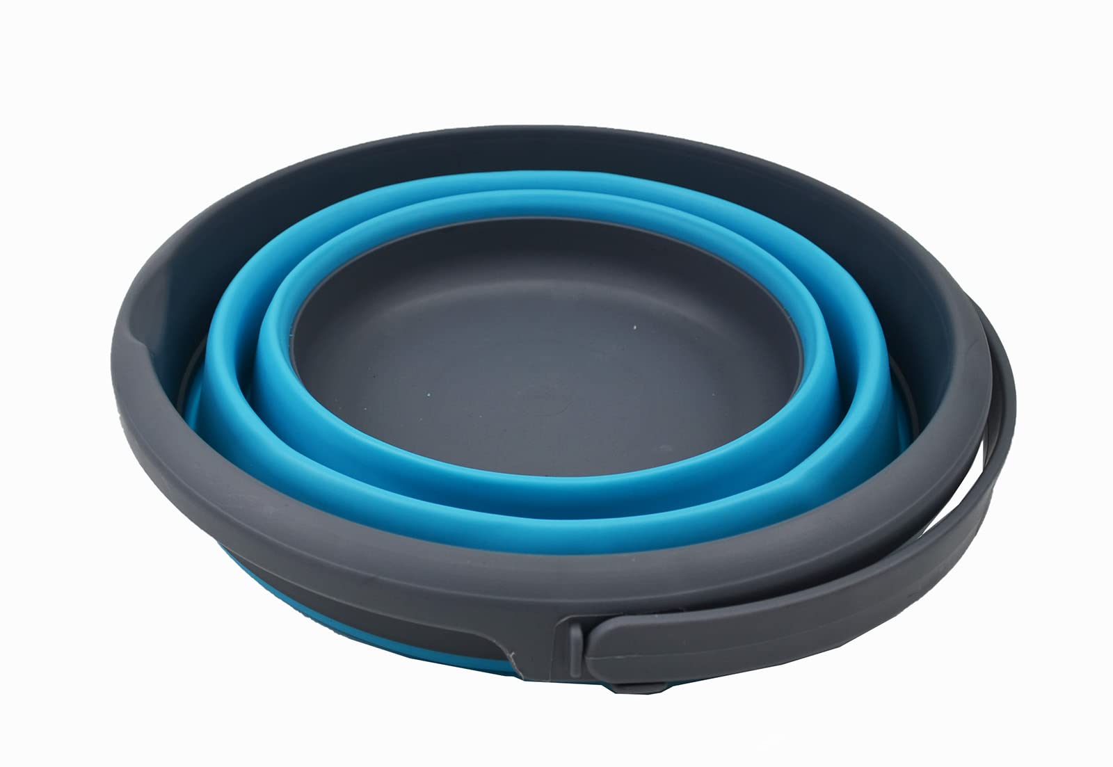 SAMMART Cubo de plástico plegable de 5,5 l para pesca, cubo de agua portátil para ahorrar espacio al aire libre (gris/azul marino, 1)