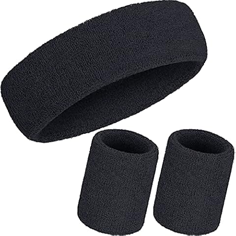 3 PCS Sweatbands Set -Sports Headband Wristband Set Sweatbands Terry Cloth Wristband Athletic Exercise for Basketball,Running ,Athletic Sports, Tennis, Working Out Cover