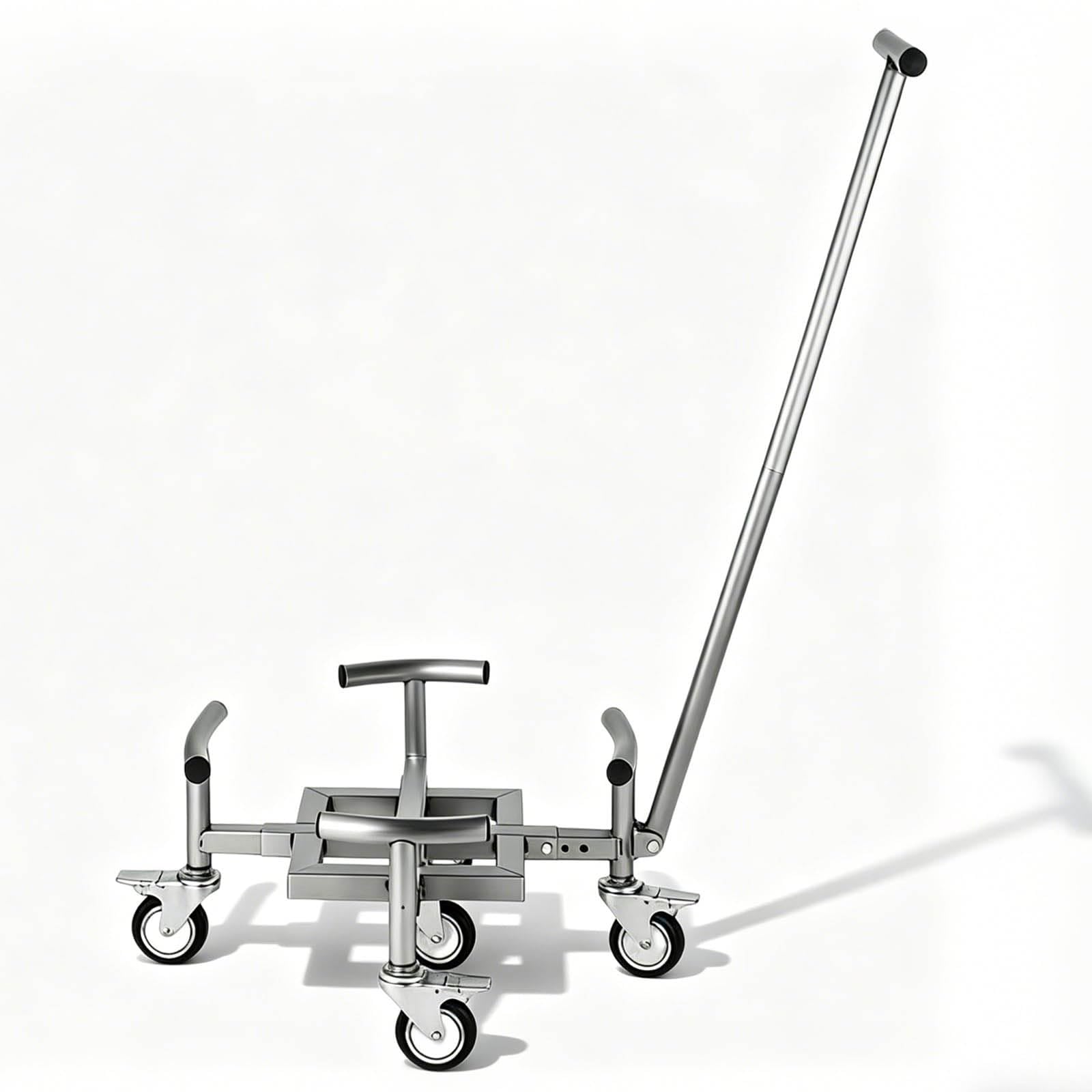 Carrello per piante in acciaio inox resistente, 5 ruote girevoli, vestibilità regolabile, capacità 299,8 kg, per vasi grandi