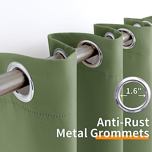 Image of YoungsTex Short Blackout Curtains for Bedroom 40 Inch Length - Thermal Insulated with Grommet Room Darkening Drapes for Basement Kitchen Cafe, 2 Panels, Olive Green, 42 x 40 Inch
