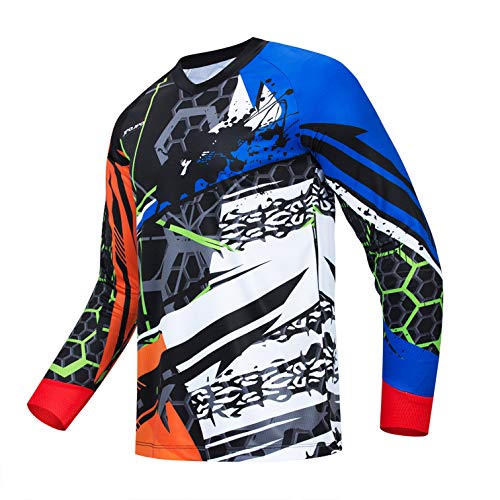 Maillot Motocross Homme Manches Longues Hotlion - Respirant, Séchage Rapide, Bandes Réfléchissantes, Poches Dos