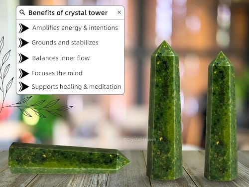 Image of Certified Green Jade Crystal Tower Obelisk Point For Chakra, Healing And Balancing - Aaa Grade Original Certified Gemstone Agate For Reiki Meditation Yoga Spiritual (3-4 Inches)