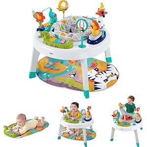 Fisher-Price Baby to Toddler 3-in-1 Sit-to-Stand Activity Center with Playmat, Music Lights & Spiral Ramp