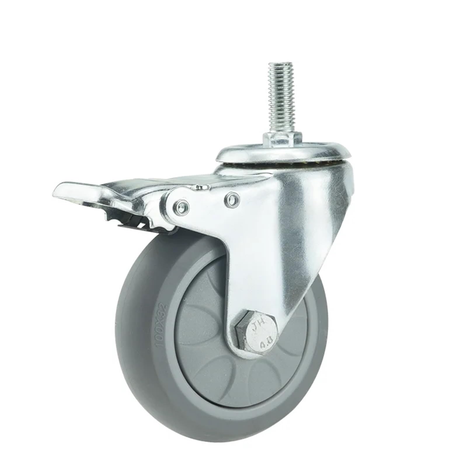 GYRAZXS Heavy Duty 5 Inch Castor Wheels Locking Caster Wheels for Trolleys Rotary Industrial Cart Wheels Rubber Wheelbarrow Wheel 1 Brake Wheel for High Load Capacity