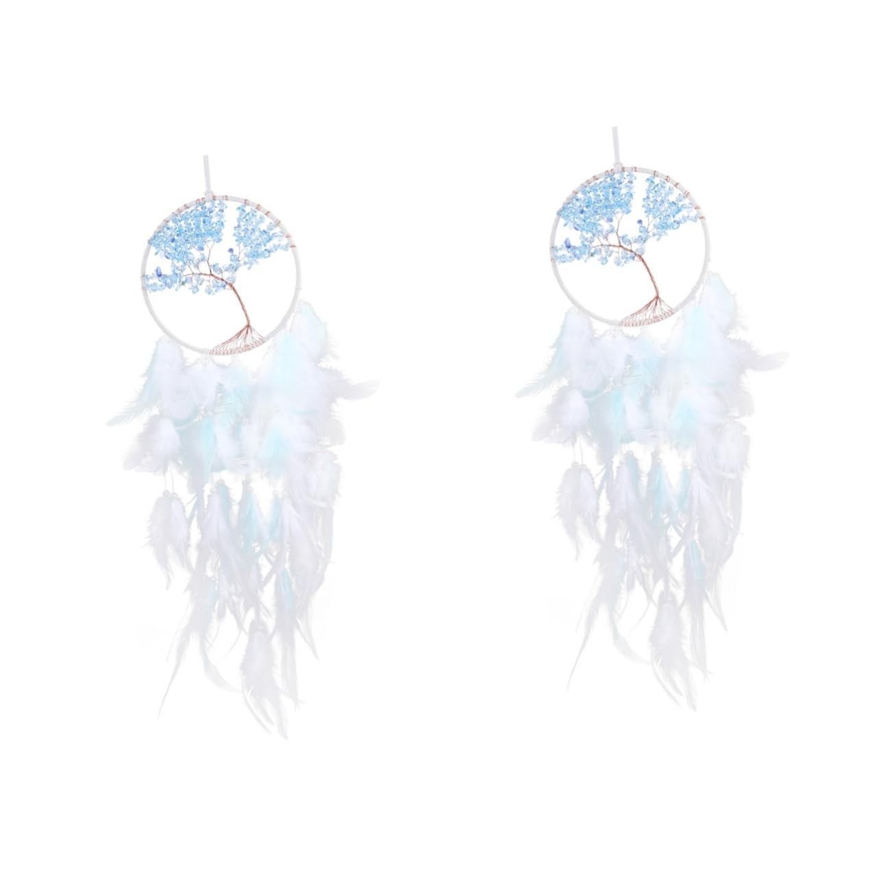 Cabilock 2 Piezas Atrapa Sueños Colgante de con y Cristales Decoración Artesanal para Ventanas y Paredes para Dormitorios y