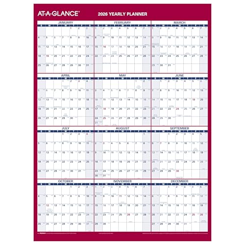 at-a-glance 2026 erasable calendar dry erase wall planner 1234 x 1634 small vertical-horizontal reversible compact pm330b2826