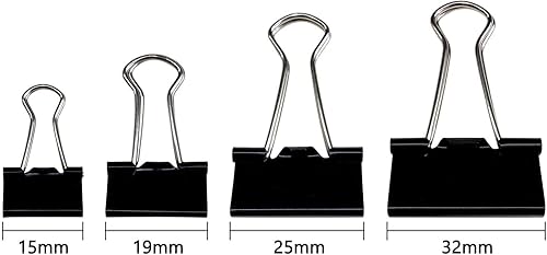 Miniatura 4 de 120 clips para carpetas de varios tamaños, abrazaderas de papel de metal, 4 tamaños surtidos, mediano, pequeño, X pequeño y micro para suministros