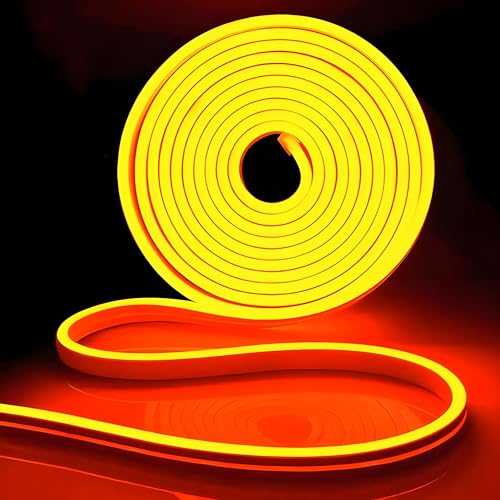 Image of 16.4 Feet Neon LED Strip Light with 12V Adapter | Cuttable & Flexible Waterproof Neon Rope Light for Wall Decor, Indoor & Outdoor Decoration | DIY, Festival, Party | 5 Meter | (Orange)