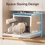 NOVETE Portable Countertop Dishwashers, Compact Dishwashers with 5 L Built-in Water Tank & Inlet Hose, 5 Washing Programs, Baby Care, Air-Dry Function and LED Light for Small Apartments