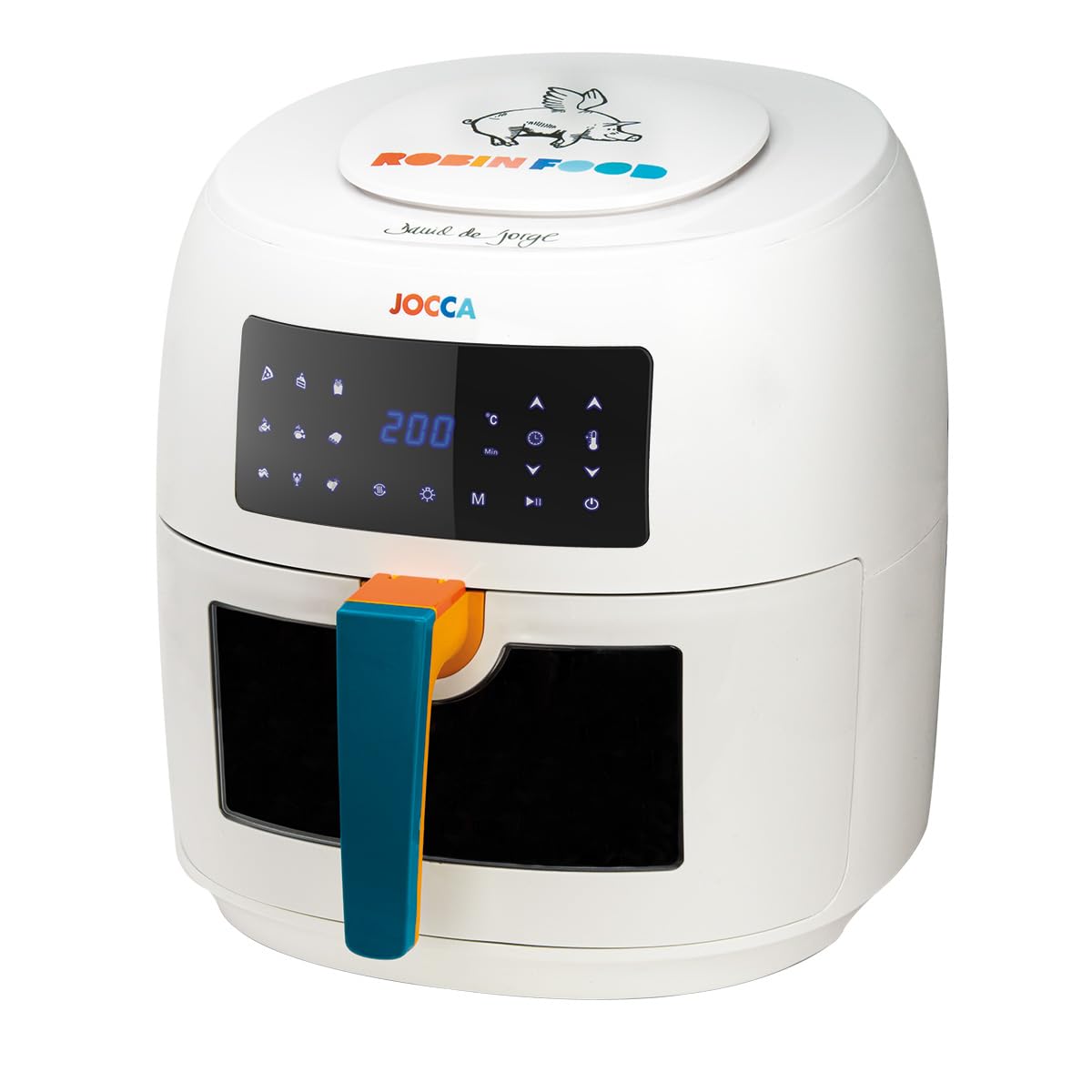 JOCCA - Freidora de Aire Caliente 7,4L con Ventana| Freidora sin Aceite Gran Capacidad| Air Fryer 7,4 Litros| Temporizador| Temperatura Ajustable| Edición Limitada (Blanca)
