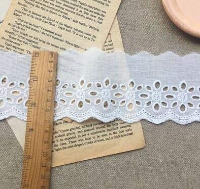 EBRICON Tissu en dentelle à fleurs blanches brodées en coton chaud Dubaï large couture bricolage garniture mariage applique ruban col (couleur : blanc 2)