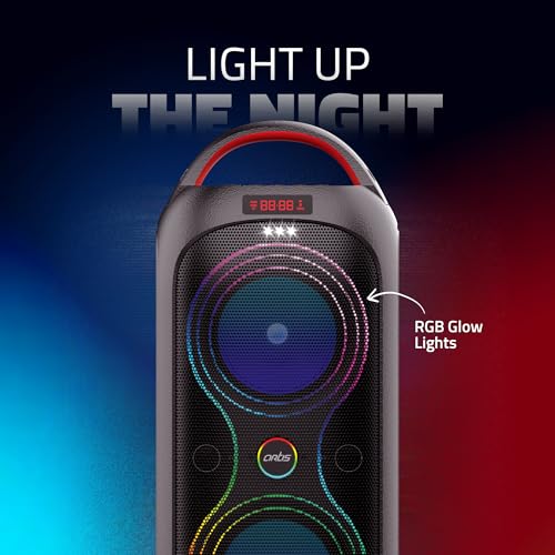 Image of Artis MS309 Wireless Bluetooth Party Speaker with with RGB Glow Lights, Bluetooth Connectivity, USB Input, FM Radio, TF Card Reader, Aux Port, & Wired mic (30W RMS)