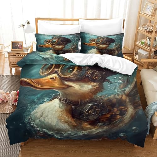 Housse de couette Canard Steampunk 140x200 parure lit microfibre pour enfant - 3
